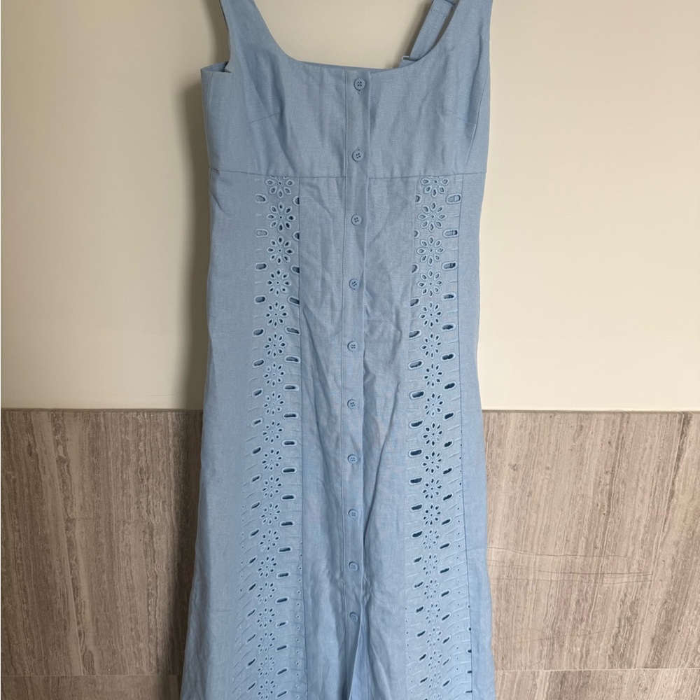 Reiss Linen Clarice Light Blue Dress